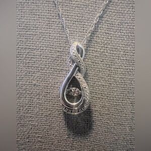 Genuine Diamond Eternity .925 Silver Pendant Necklace